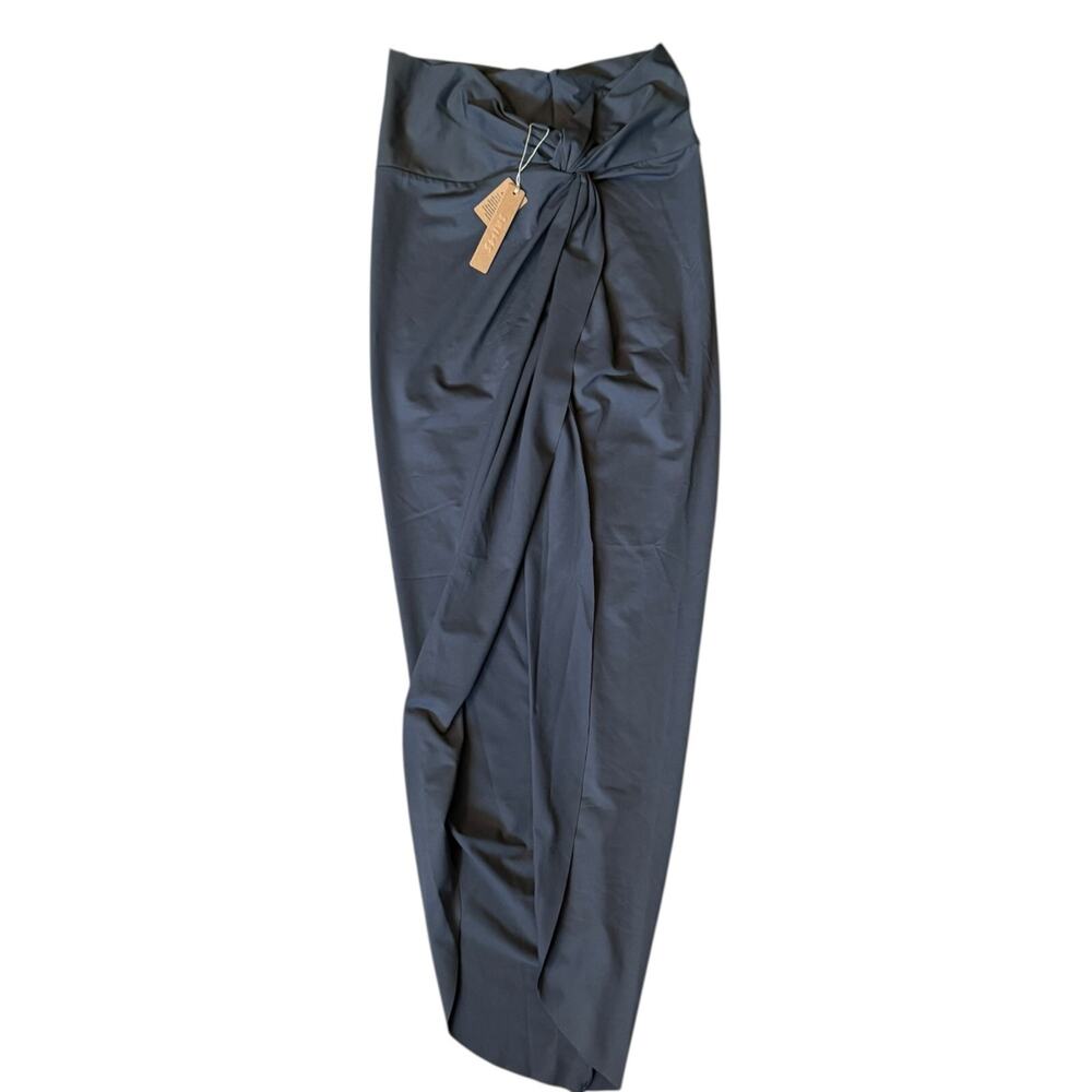 Skims Signature Swim Sarong Maxi Skirt Size S Gray Slit Nylon Stretch